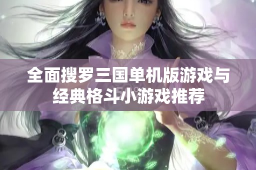 全面搜罗三国单机版游戏与经典格斗小游戏推荐